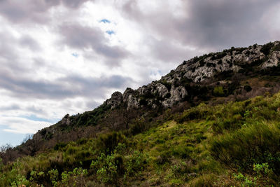Low angle view of mountain against sky