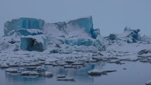 Scenic view of frozen lake against sky