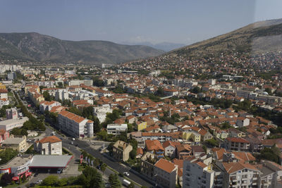 High angle view of townscape against sky