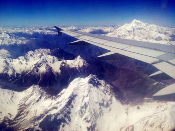 Aerial view of snow covered landscape