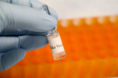 Close-up of vaccine vials