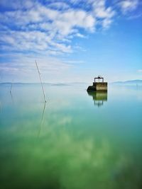 Scenic view of lake against sky