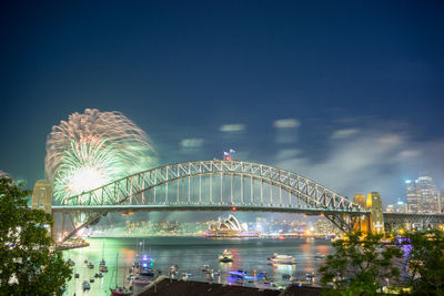 Illuminated ferris wheel at night