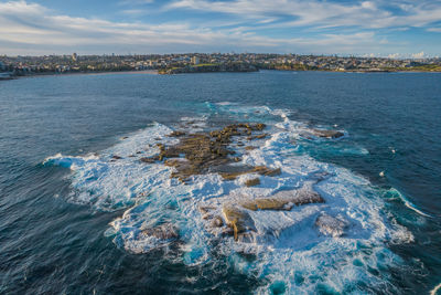 Aerial view of sea against sky