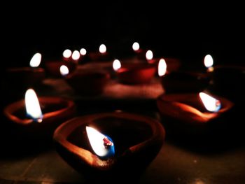 Close-up of illuminated candles