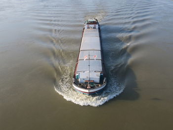 High angle view of boat on river