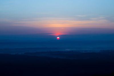 Scenic view of silhouette landscape against sky during sunset