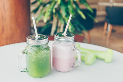 Close-up of drink in glass on table