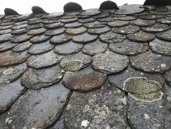 High angle view of stones on footpath