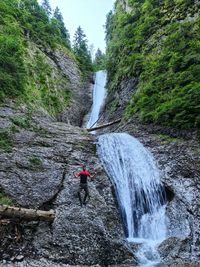 Scenic view of waterfall