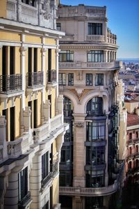 Low angle view of buildings in city
