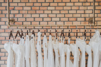 Clothes hanging on wall