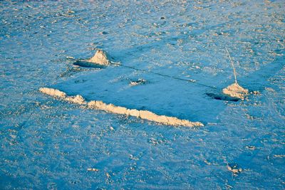 High angle view of boats in sea