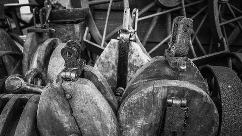 Close-up of abandoned machine