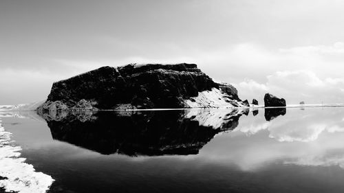 Reflection of mountain in lake against sky