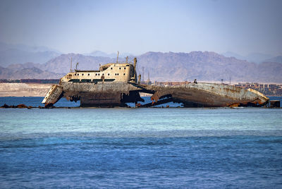 The remains of the loullia on the northern edge of gordon reef in the straits of tiran near sharm