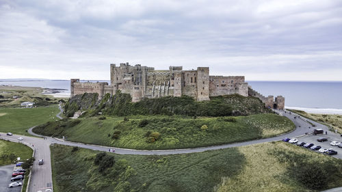 Bamburgh castle from above
