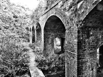 Low angle view of old ruin tunnel