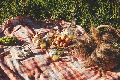 Fruits in basket on table