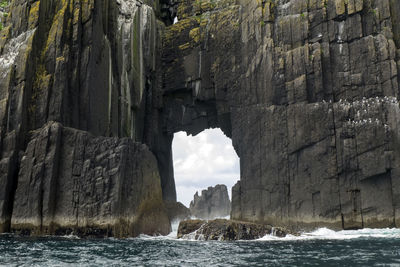 Scenic view of sea by rocks