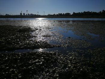 Scenic view of lake against sky
