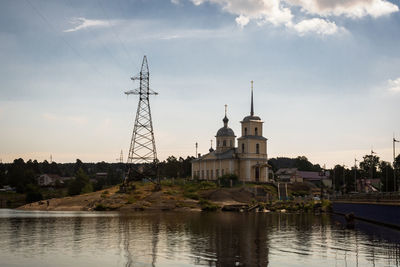 Low angle view of buildings in water