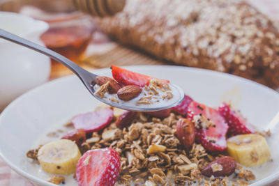 Close-up of breakfast on table