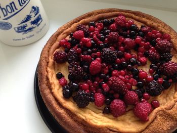 Close-up of served fruit in plate