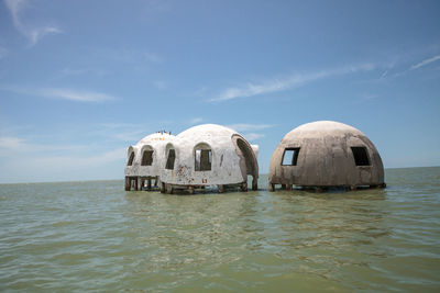 Ship in sea against sky