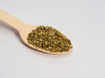 Close-up of bread against white background