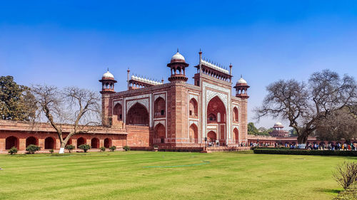 View of historical building against blue sky