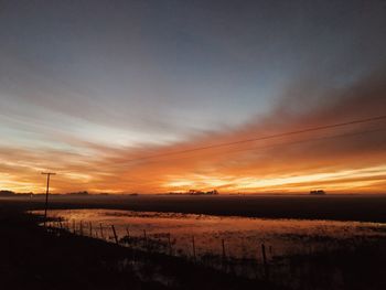 Scenic view of pond with reflection during sunset