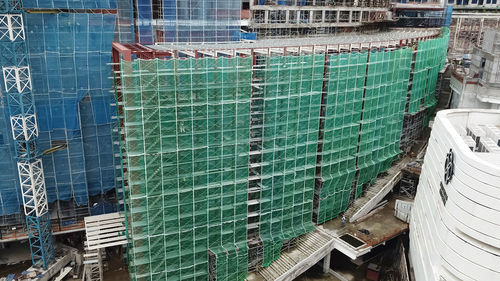 High angle view of fishing net in swimming pool