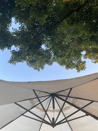 Low angle view of roof against sky