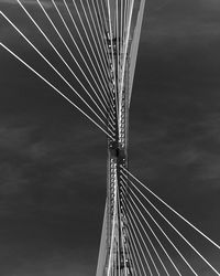 Low angle view of suspension bridge against sky