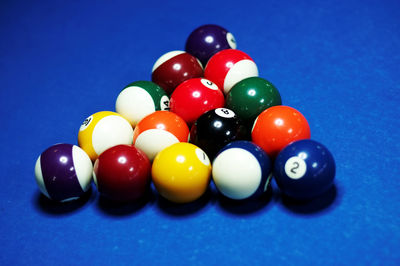 Pool balls arranged on table