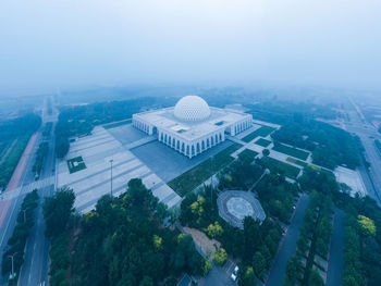 High angle view of buildings in city