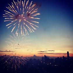 Firework display at night