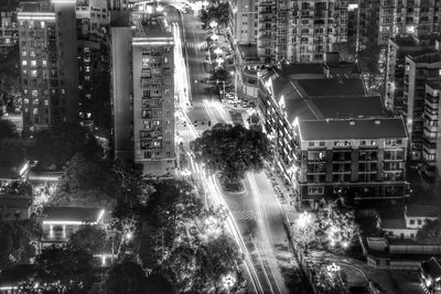 High angle view of illuminated city