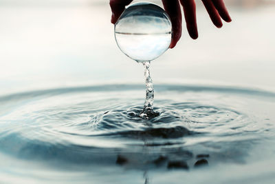 Close-up of hand holding glass of water