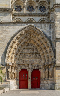Portal of the north transept at the reims cathedral in reims