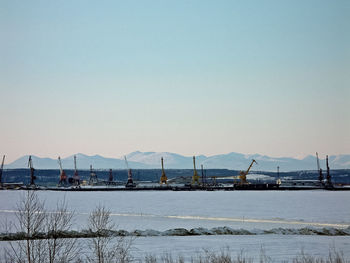 Scenic view of sea against clear sky