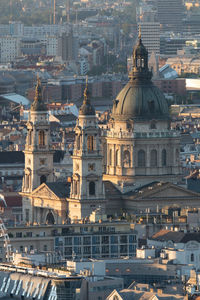 High angle view of buildings in city of budapest