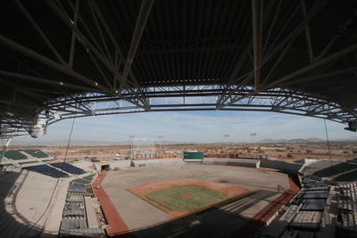 Aerial view of basketball court