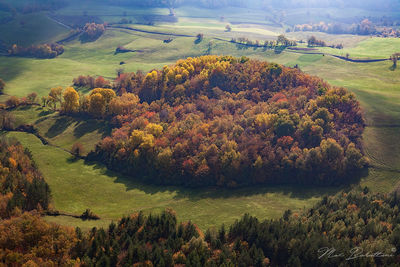 Scenic view of field against sky during autumn