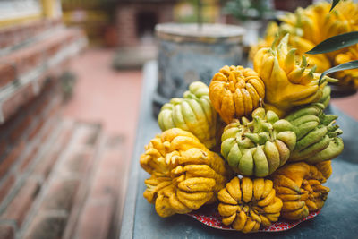 Close-up of fruits for sale at market stall