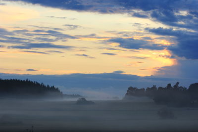 Scenic view of landscape against sky during sunset
