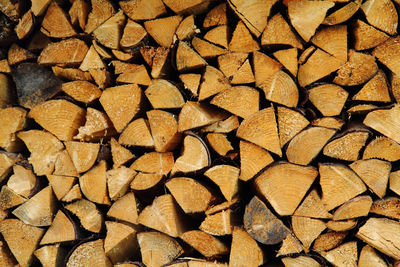 Full frame shot of logs in forest