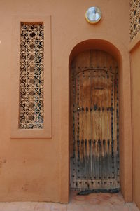 Closed door of old building