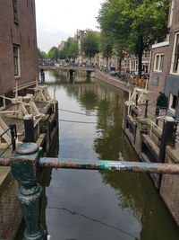 Bridge over canal amidst buildings in city